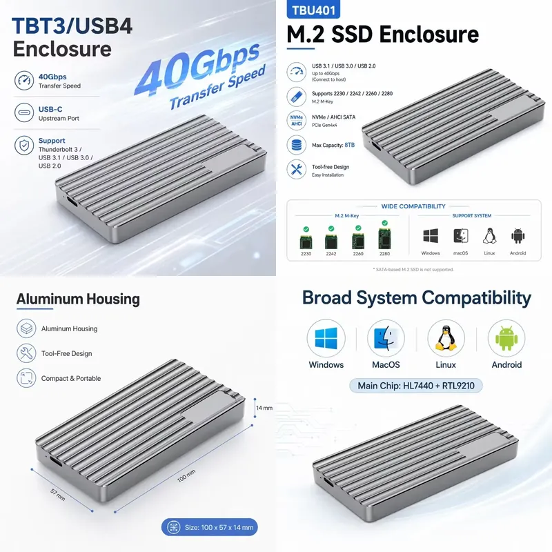 AP01 for Aluminum M.2 NVMe SSD - Usb4 40Gbps External Ssd 8Tb ulasan dan harga